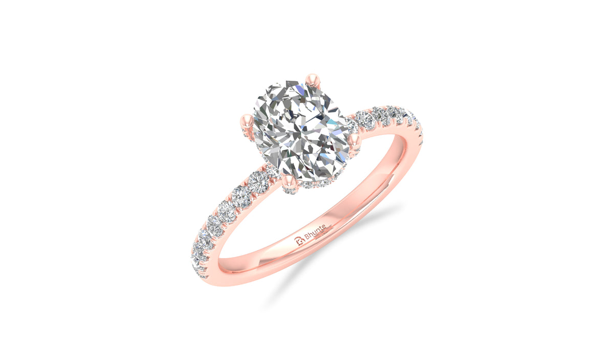 14K Rose Gold Oval Diamond Engagement Ring