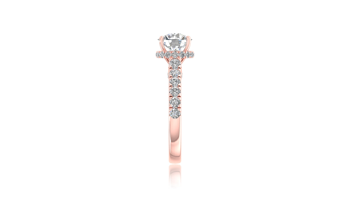 14K Rose Gold Round Halo Diamond Engagement Ring