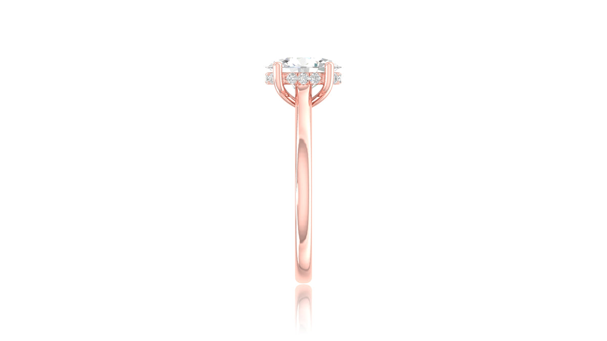 14K Rose Gold Oval Diamond Engagement Ring