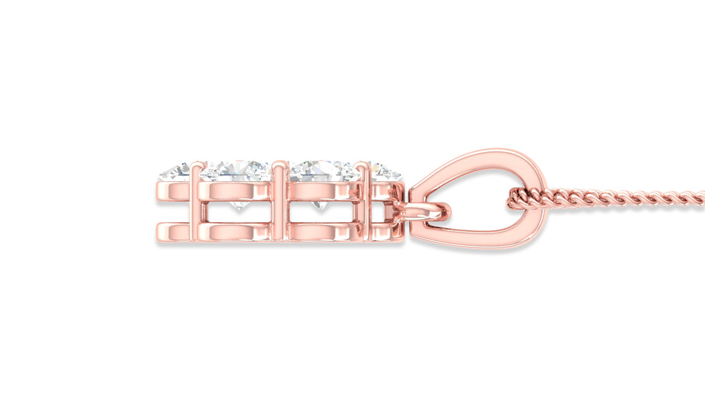 14K Rose Gold Round Diamond Flower Pendant