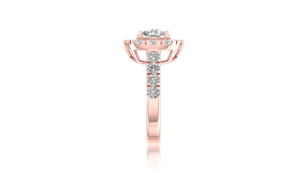 14K Rose Gold Round Halo Diamond Engagement Ring