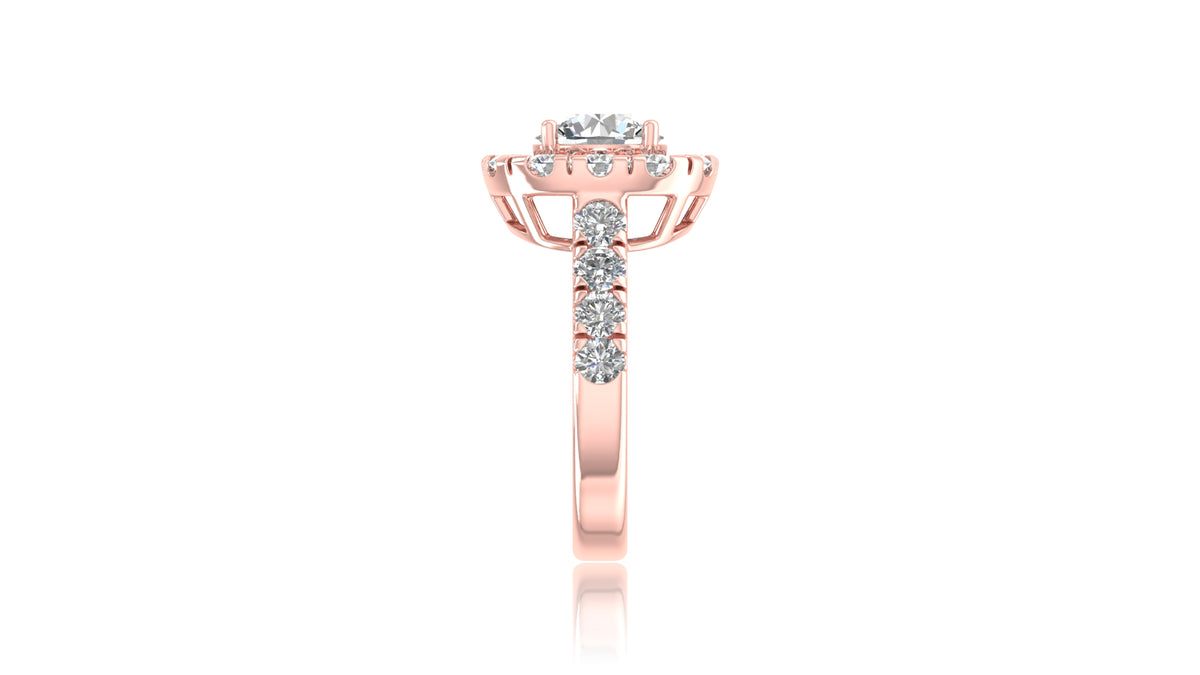 14K Rose Gold Round Halo Diamond Engagement Ring