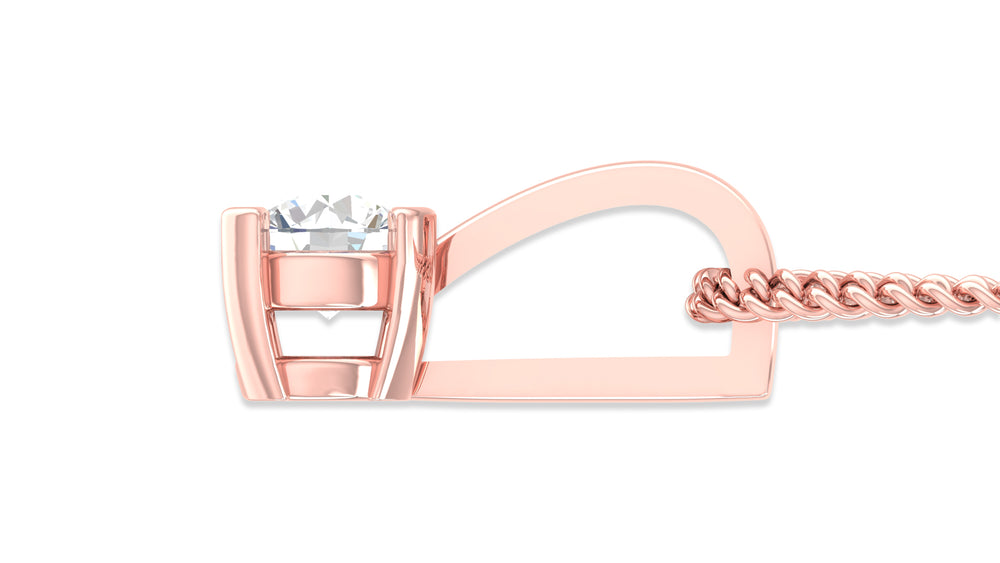 14K Rose Gold Round Diamond Solitaire Pendant