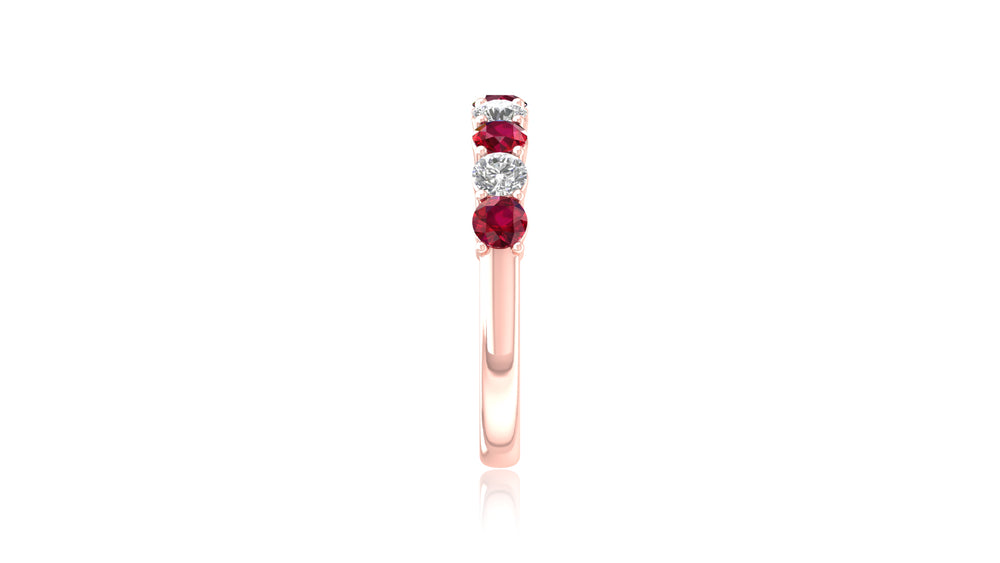 14K Rose Gold Ruby and Diamond Band Ring