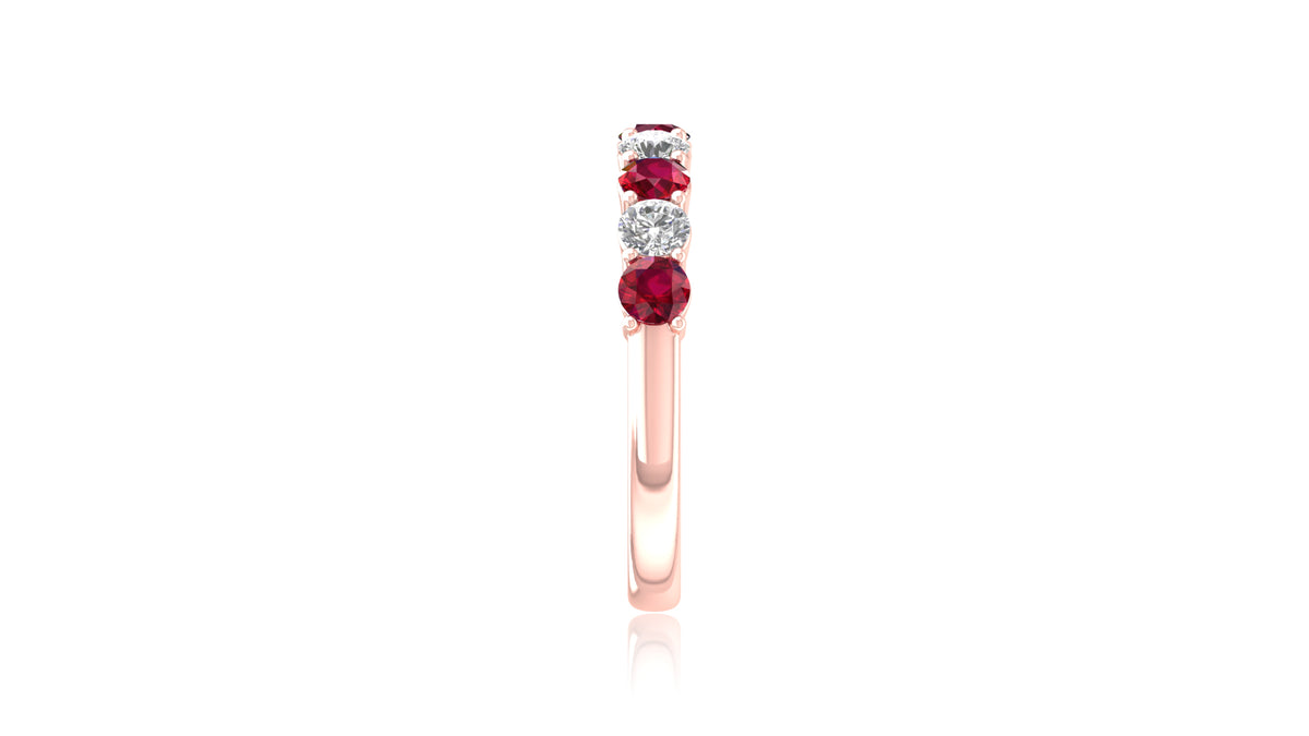 14K Rose Gold Ruby and Diamond Band Ring