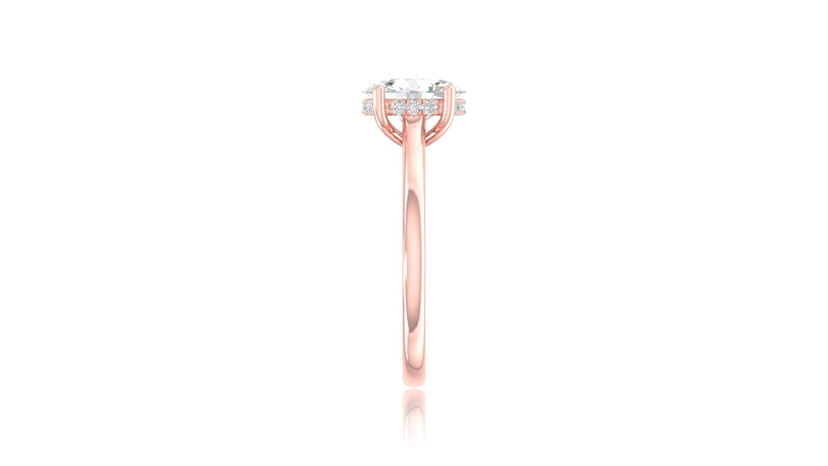 14K Rose Gold Oval Diamond Engagement Ring