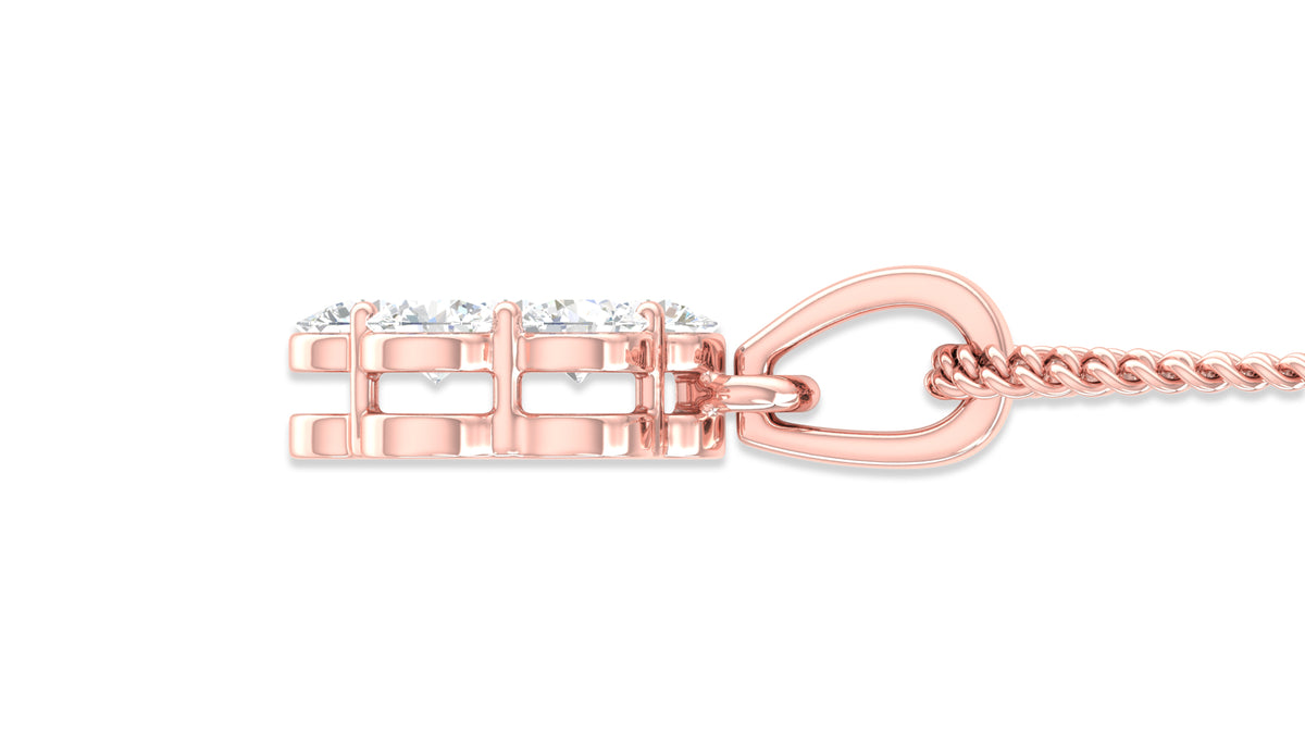14K Rose Gold Round Diamond Flower Pendant