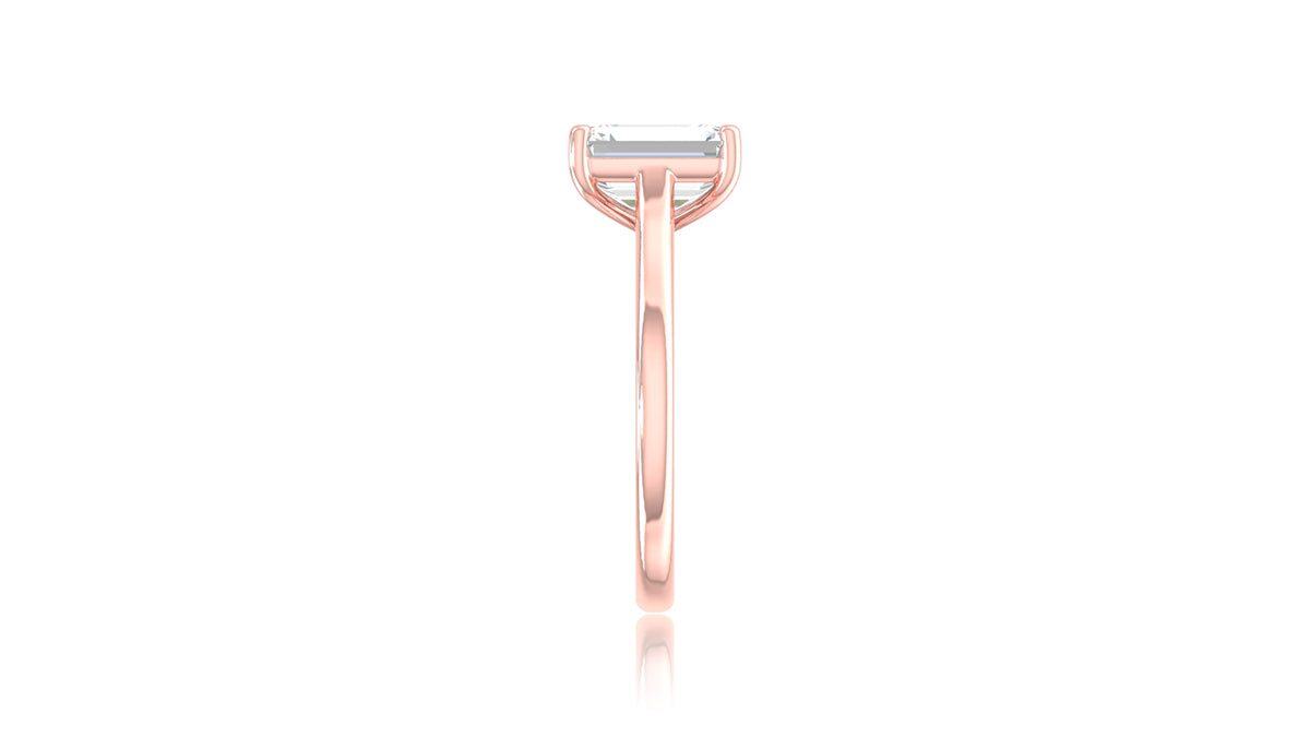14K Rose Gold Emerald Cut Diamond Solitaire Ring