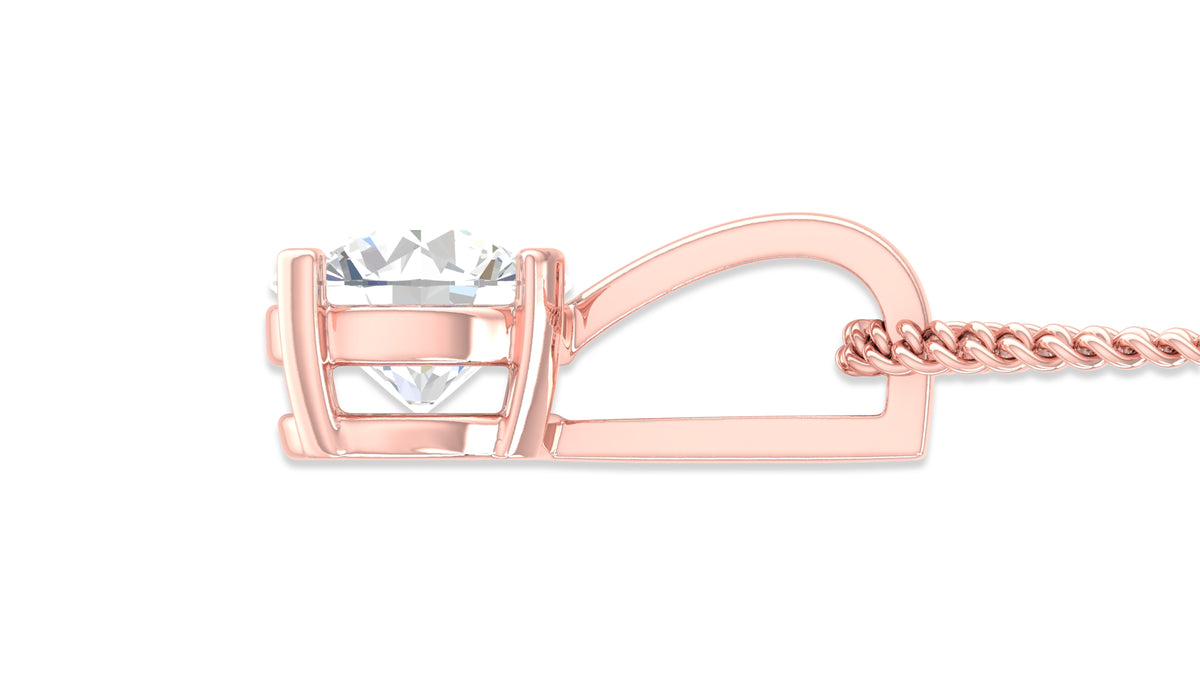 14K Rose Gold Round Diamond Solitaire Pendant