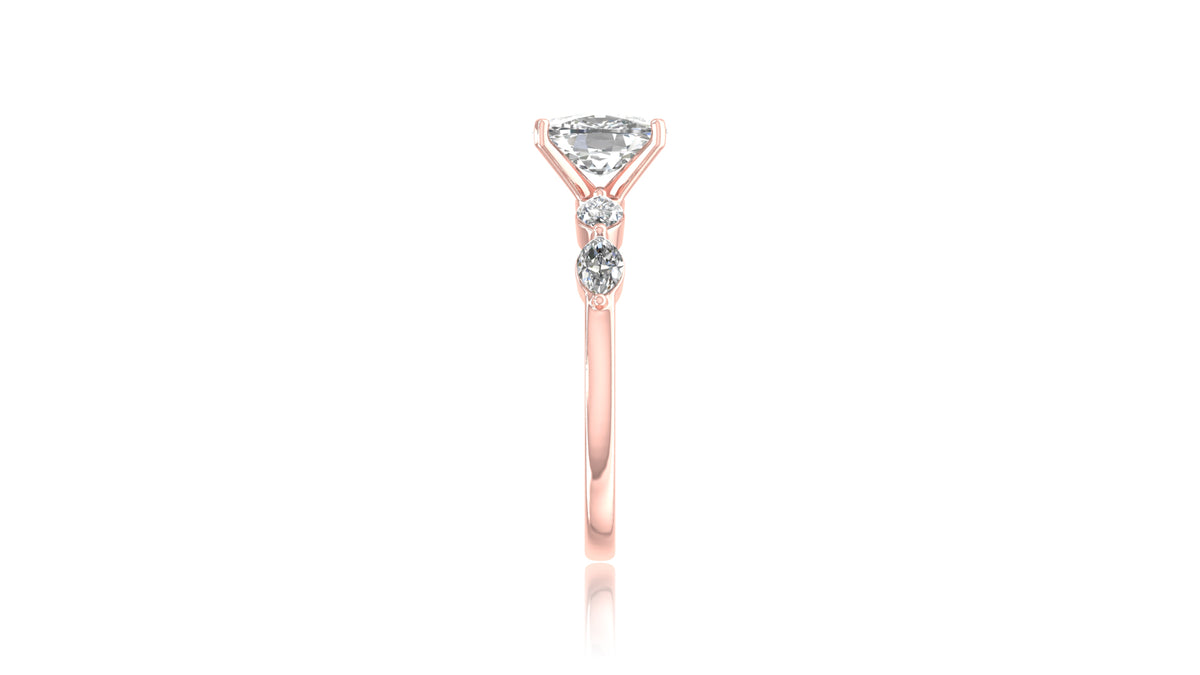 14K Rose Gold Cushion Cut Diamond Engagement Ring