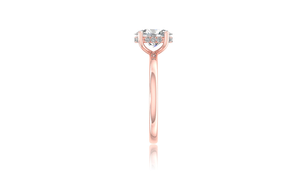 14K Rose Gold Oval Diamond Solitaire Engagement Ring