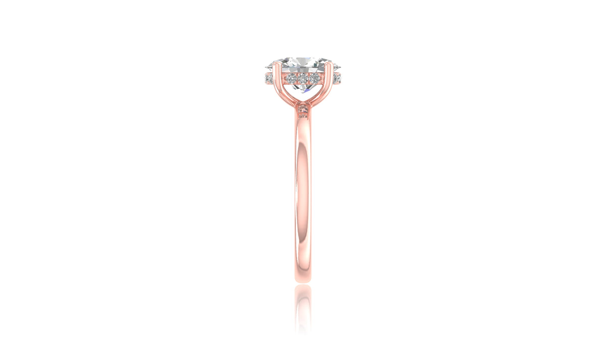 14K Rose Gold Oval Diamond Solitaire Engagement Ring