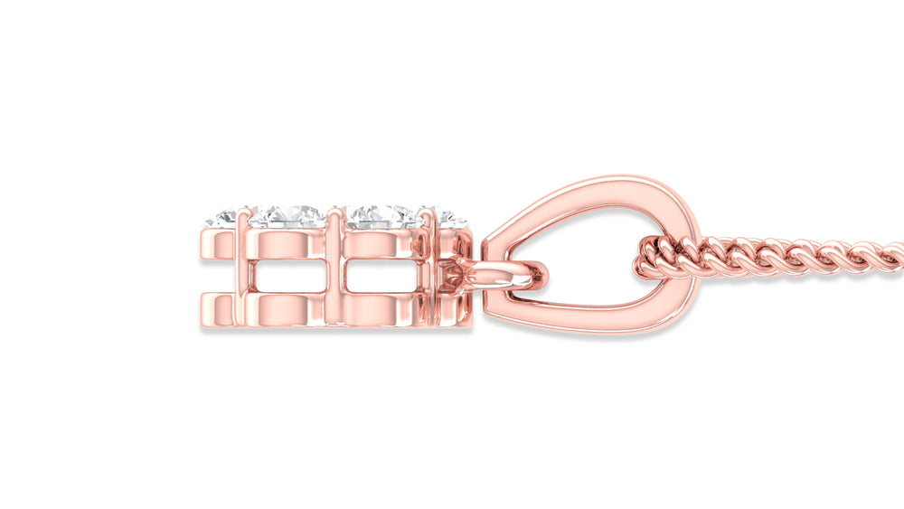 14K Rose Gold Round Diamond Flower Pendant