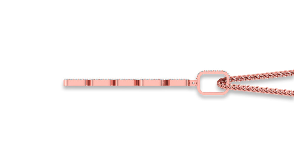 14K Rose Gold Baguette Diamond Cross Pendant