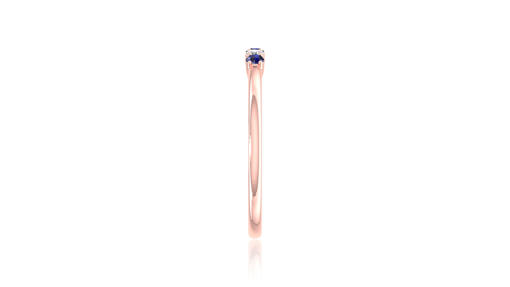 14K Rose Gold Blue Sapphire and Diamond Band Ring