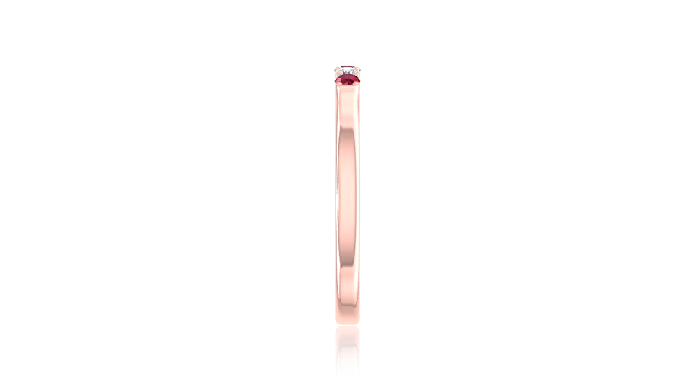 14K Rose Gold Ruby and Diamond Band Ring