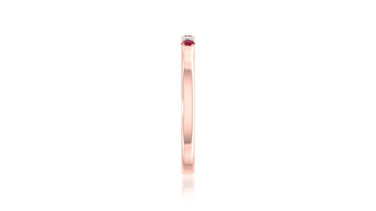 14K Rose Gold Ruby and Diamond Band Ring