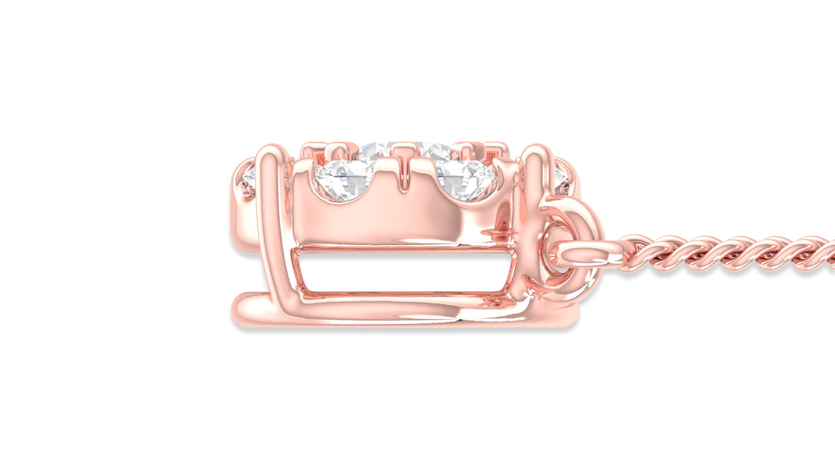 14K Rose Gold Round Halo Diamond Pendant