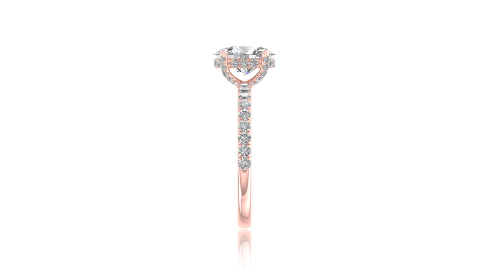 14K Rose Gold Oval Diamond Engagement Ring
