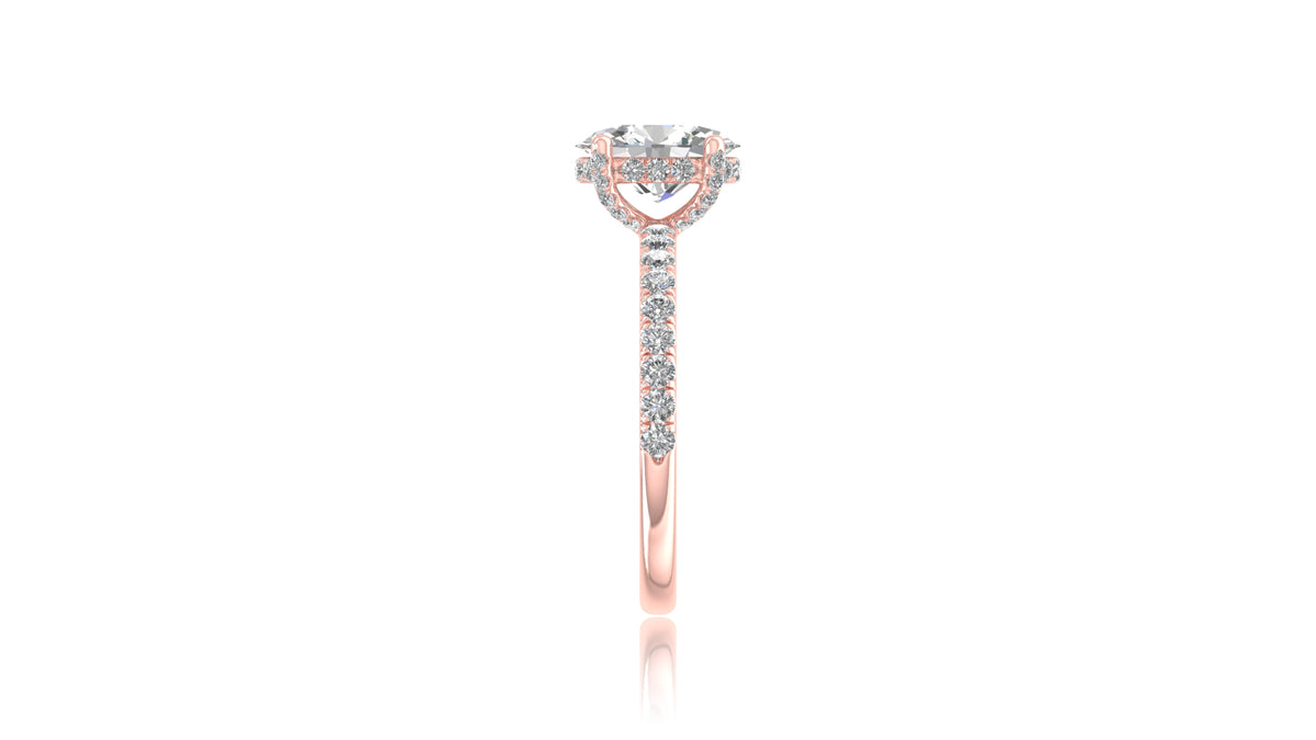 14K Rose Gold Oval Diamond Engagement Ring