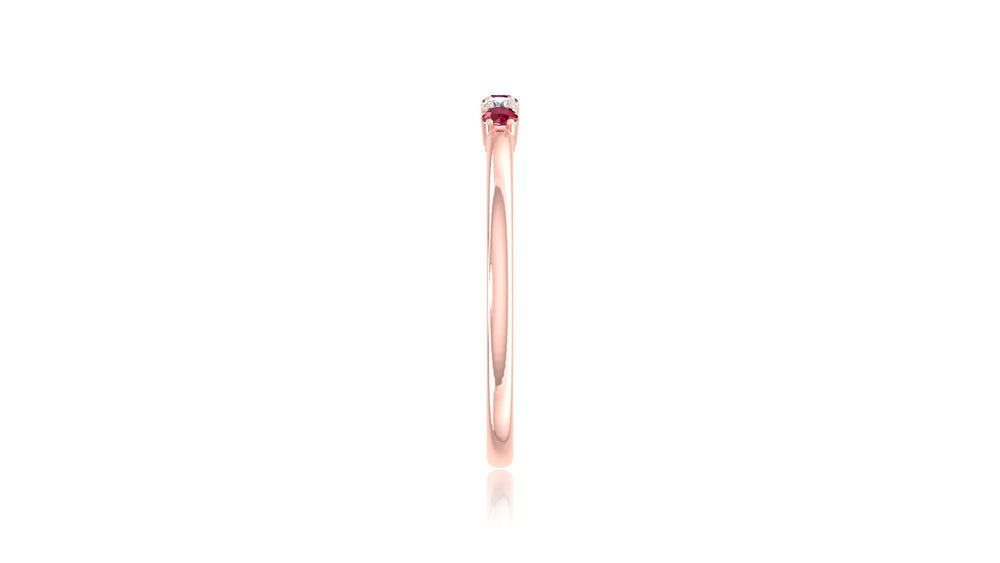 14K Rose Gold Ruby and Diamond Band Ring
