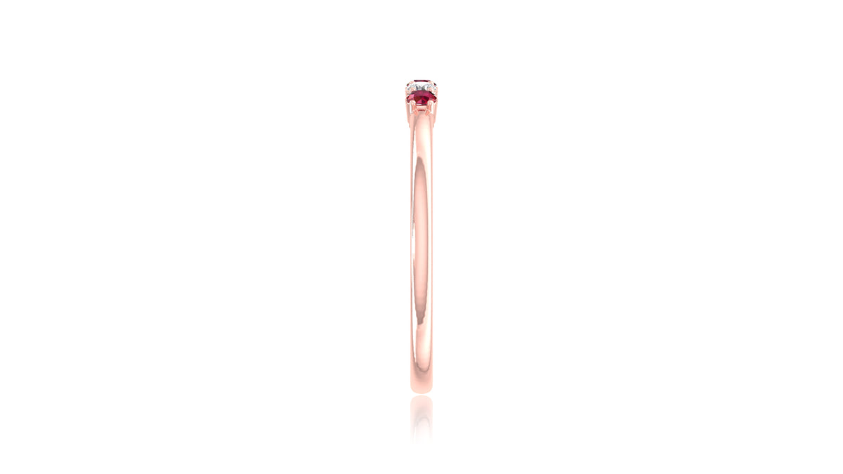 14K Rose Gold Ruby and Diamond Band Ring