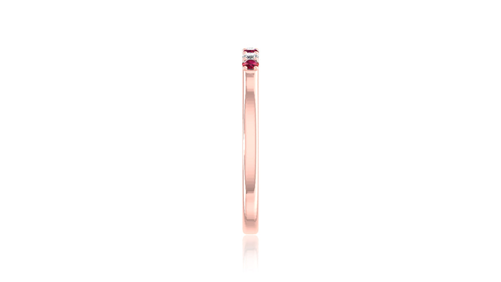14K Rose Gold Ruby and Diamond Band Ring