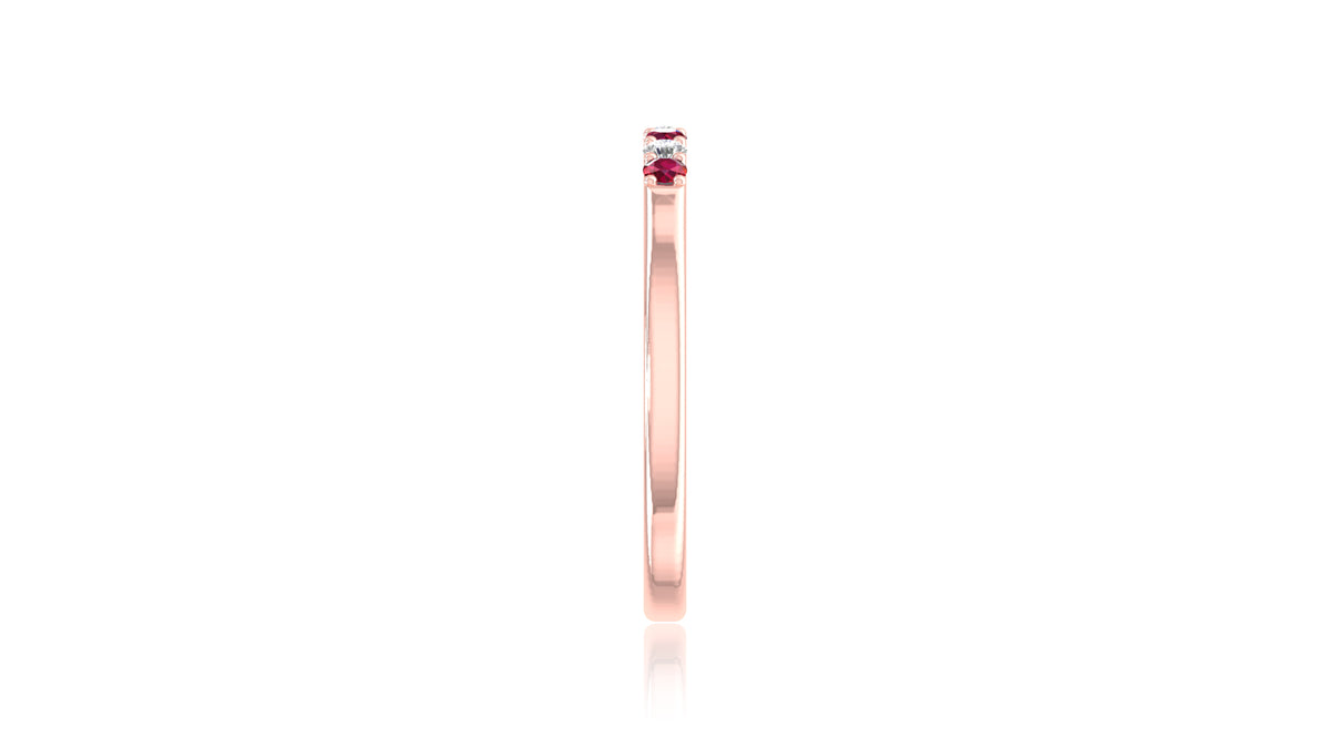 14K Rose Gold Ruby and Diamond Band Ring