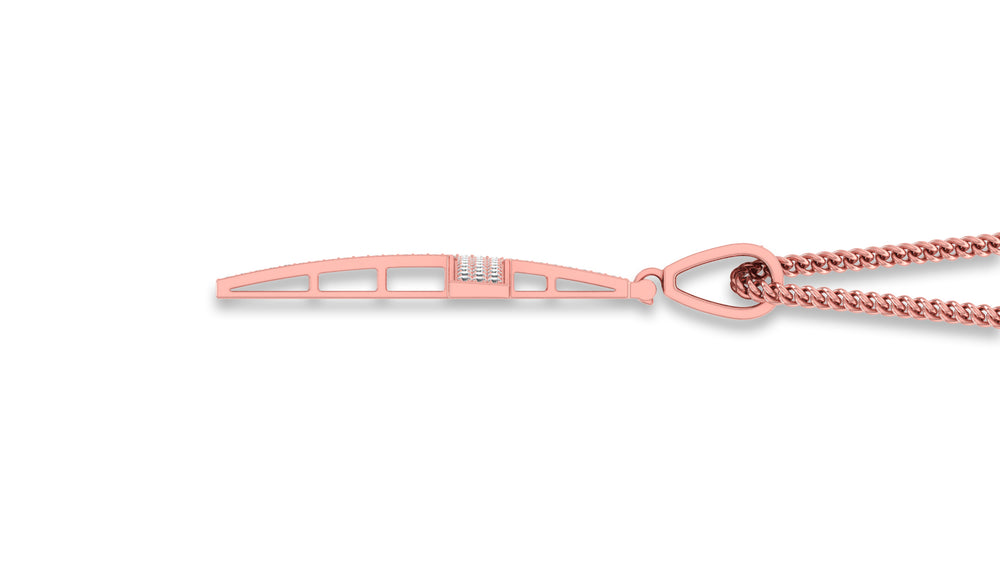 14k Rose Gold Round Diamond Cross Pendant