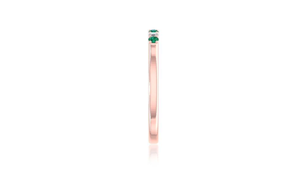 14K Rose Gold Green Gemstone and Diamond Band Ring