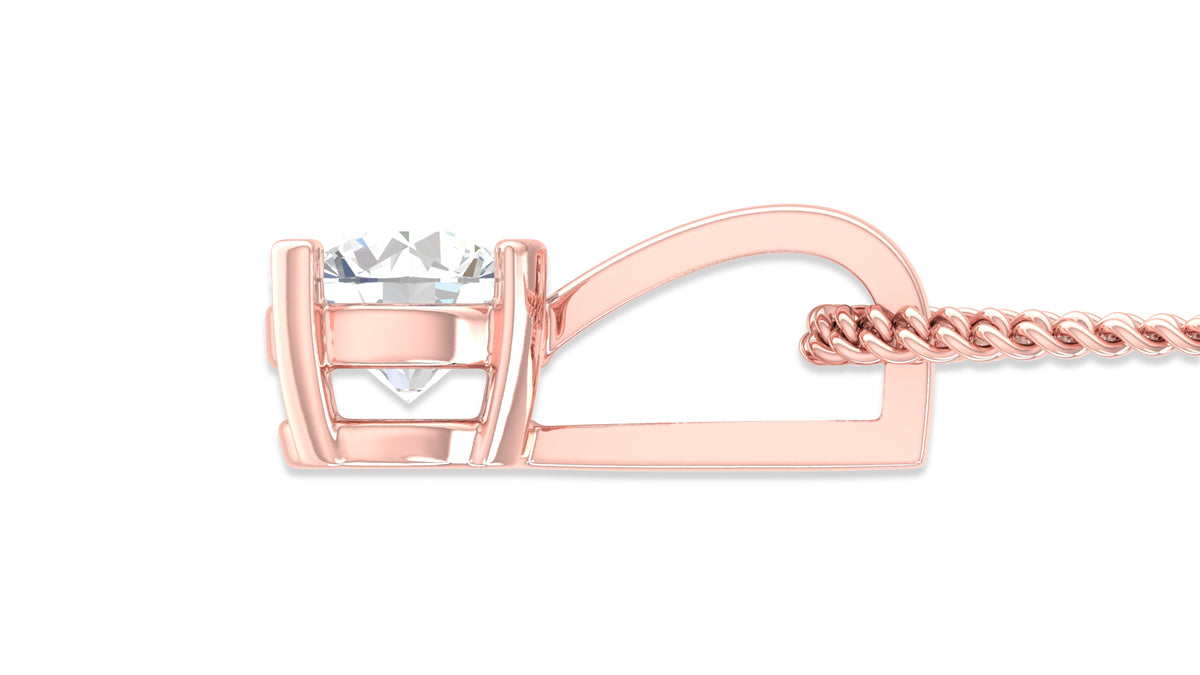 14K Rose Gold Round Diamond Solitaire Pendant