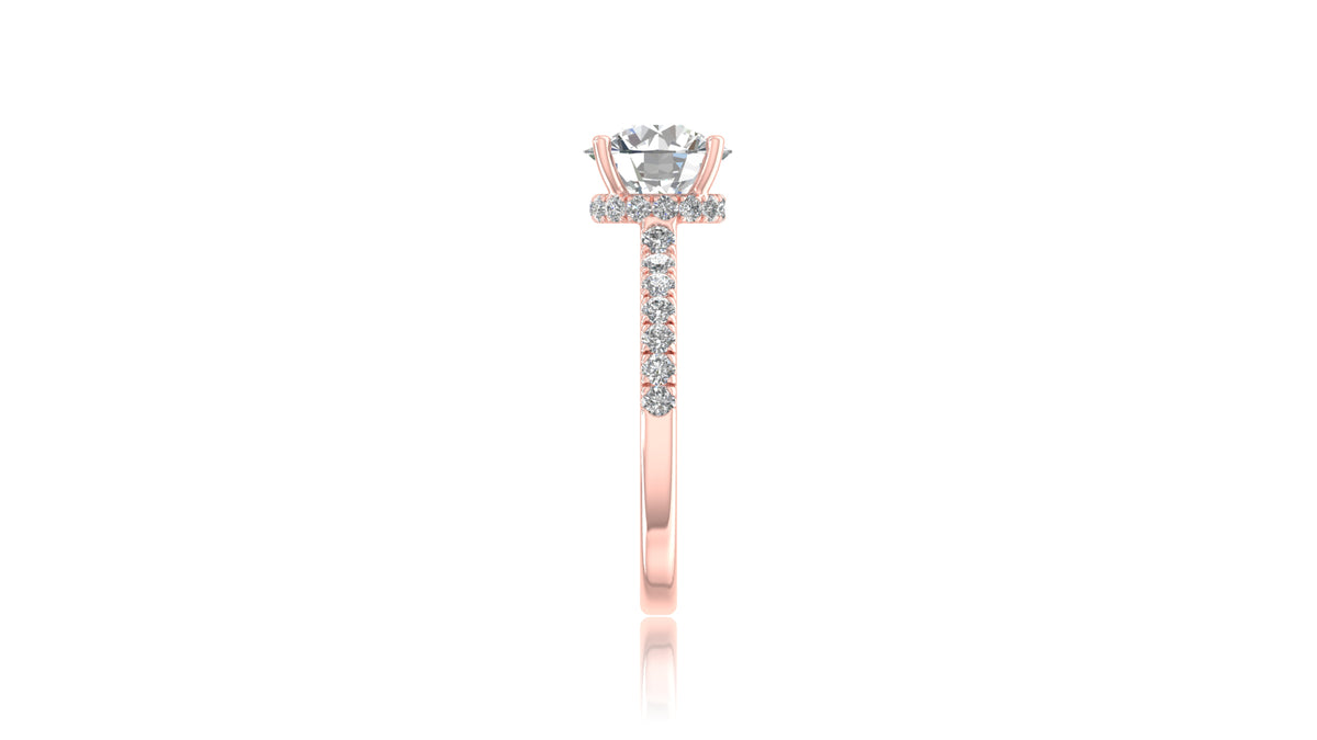 Round Diamond Halo Engagement Ring in 14KT Rose Gold