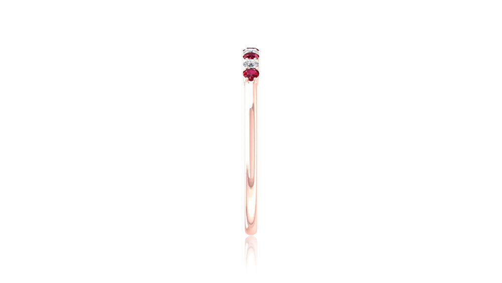 14K Rose Gold Ruby and Diamond Band Ring