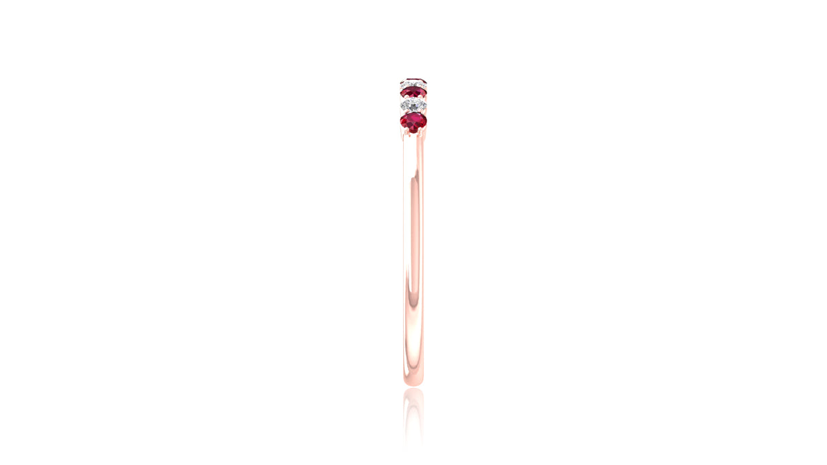 14K Rose Gold Ruby and Diamond Band Ring