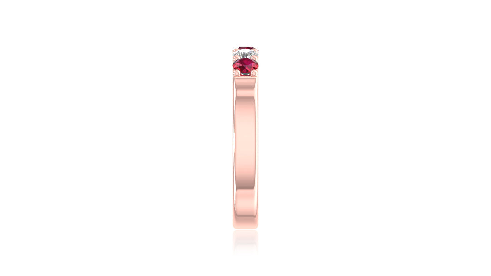 14K Rose Gold Ruby and Diamond Band Ring