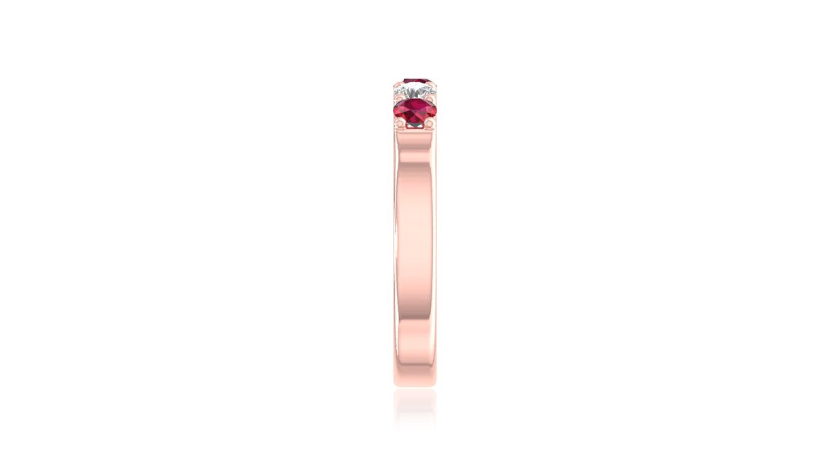 14K Rose Gold Ruby and Diamond Band Ring