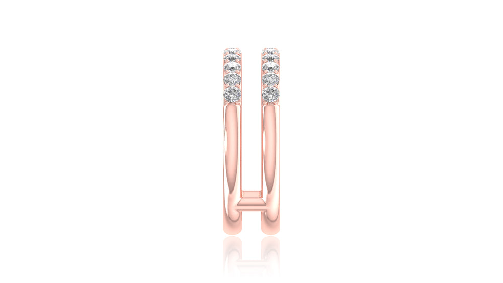 14K Rose Gold Double Row Round Diamond Band Ring