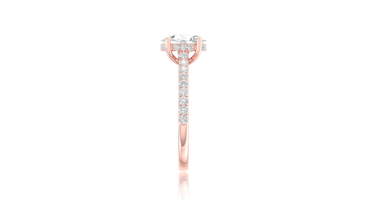 14K Rose Gold Oval Diamond Engagement Ring