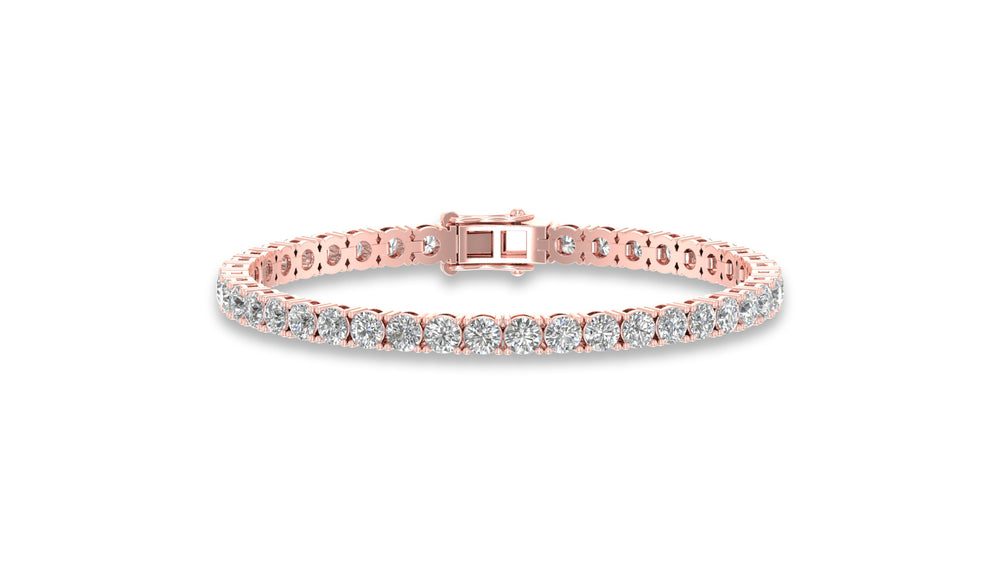 14K Rose Gold Round Diamond Tennis Bracelet