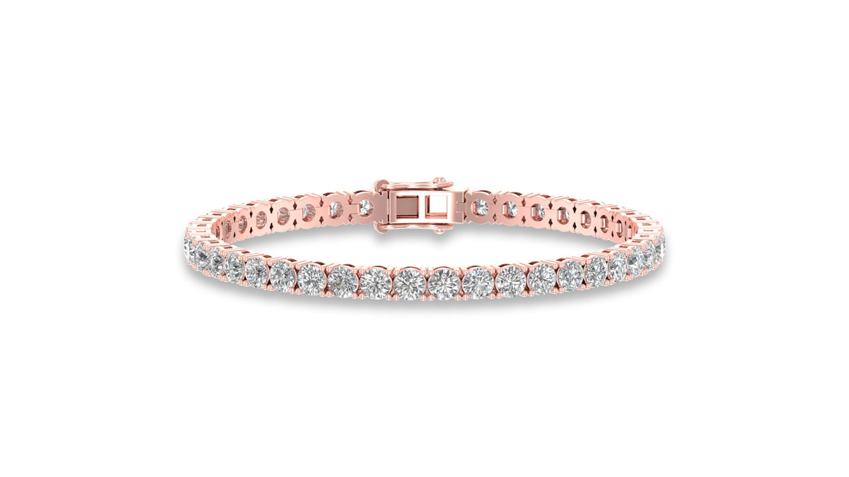 14K Rose Gold Round Diamond Tennis Bracelet