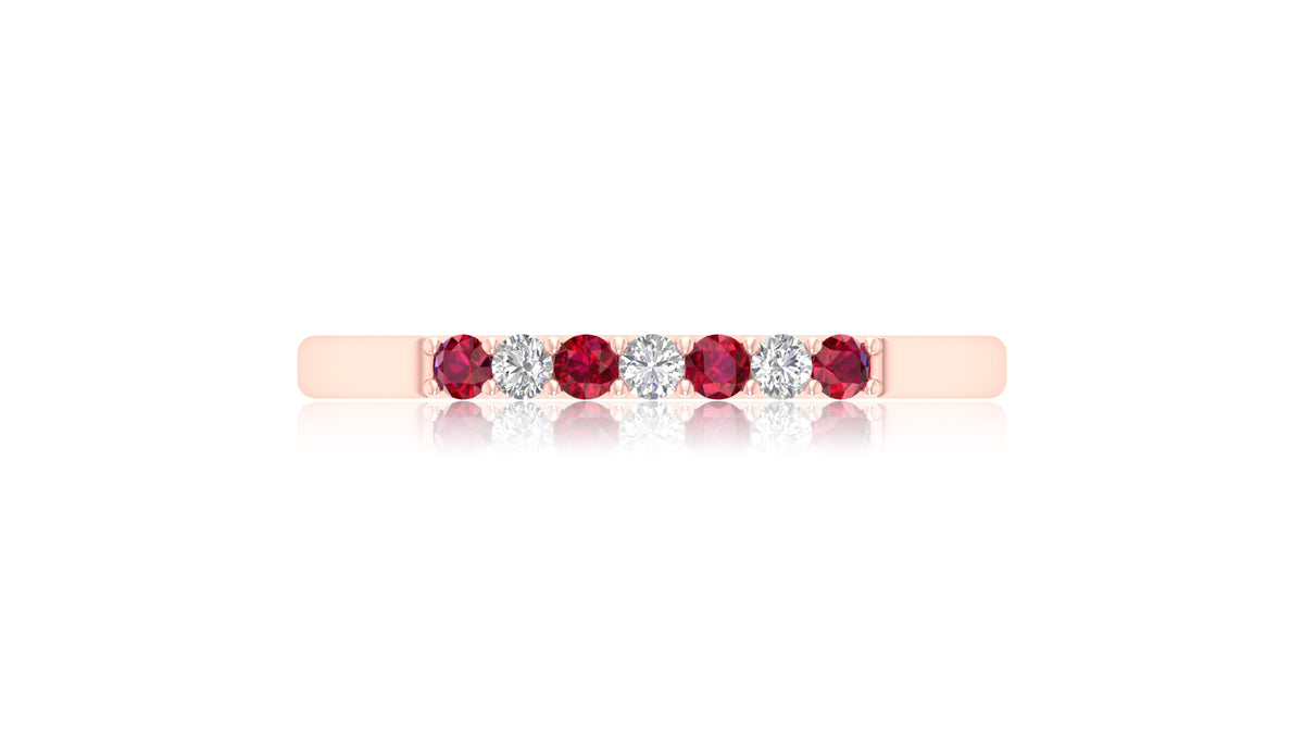 14K Rose Gold Ruby and Diamond Band Ring