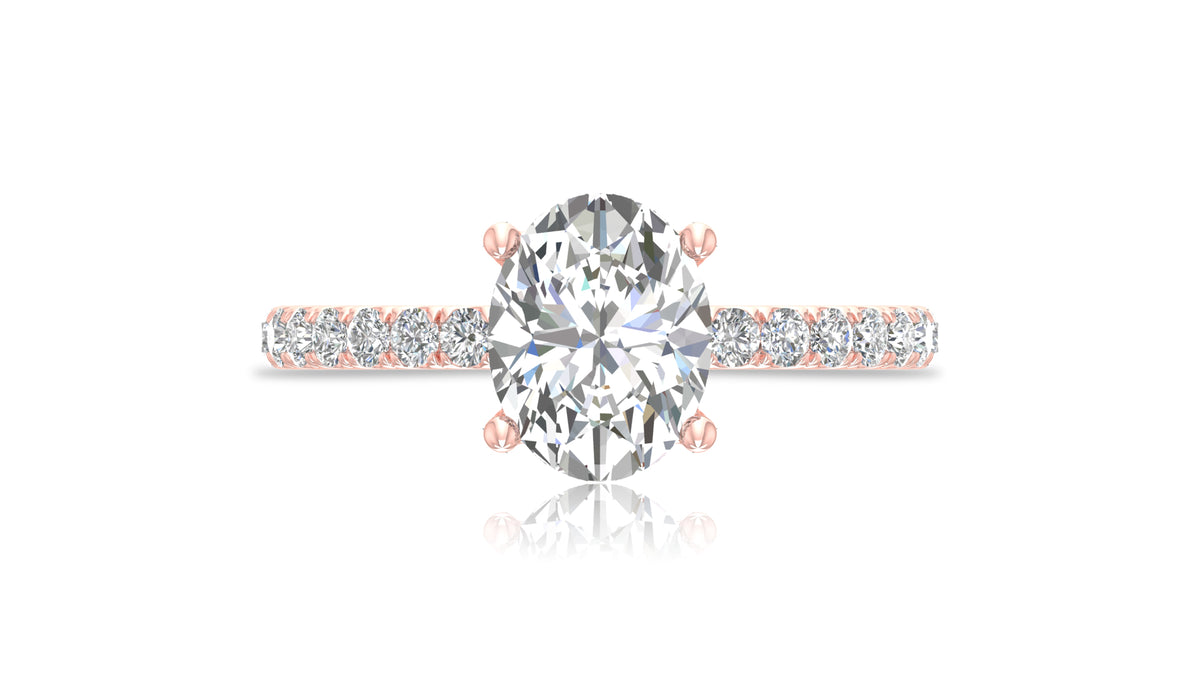 14K Rose Gold Oval Diamond Engagement Ring
