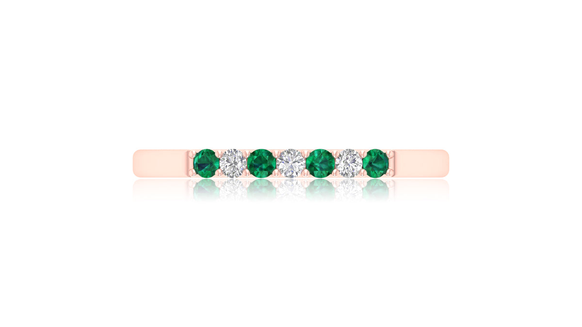 14K Rose Gold Green Gemstone and Diamond Band Ring