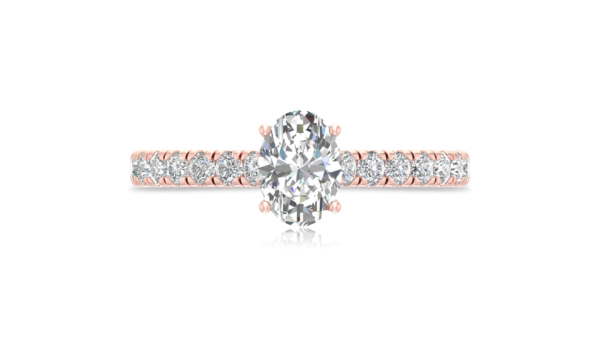 14K Rose Gold Oval Diamond Solitaire Engagement Ring