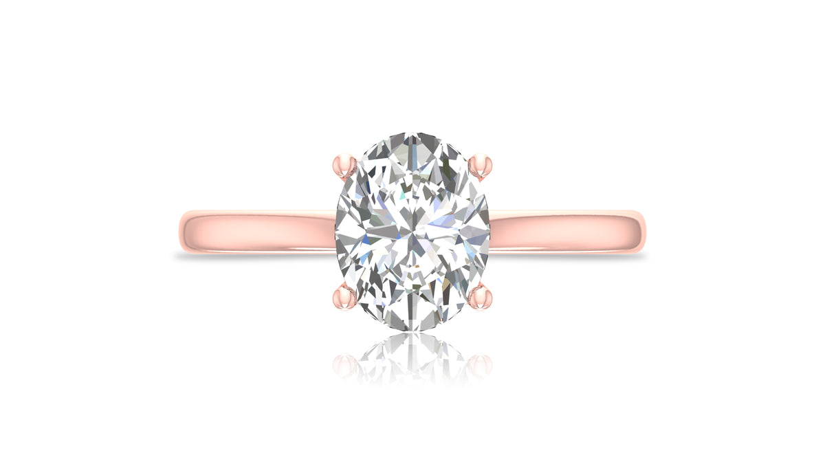 14K Rose Gold Oval Diamond Solitaire Engagement Ring
