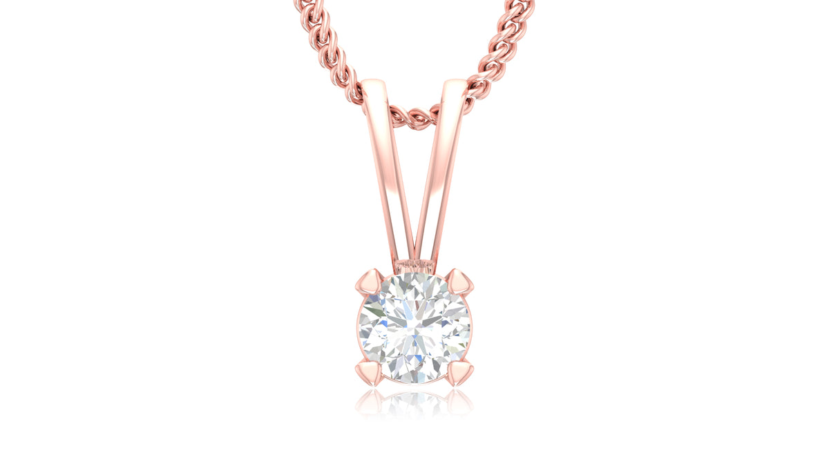 14K Rose Gold Round Diamond Solitaire Pendant