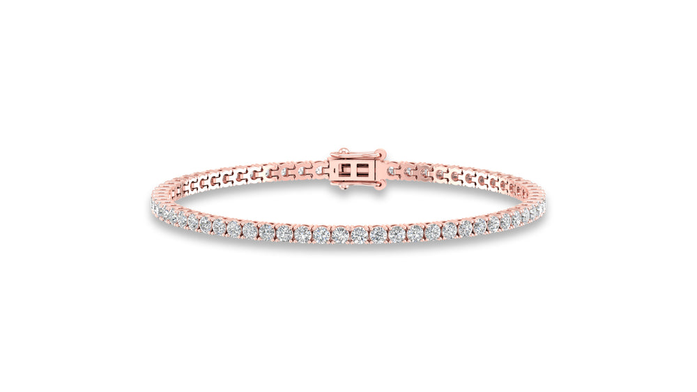14K Rose Gold Round Diamond Tennis Bracelet
