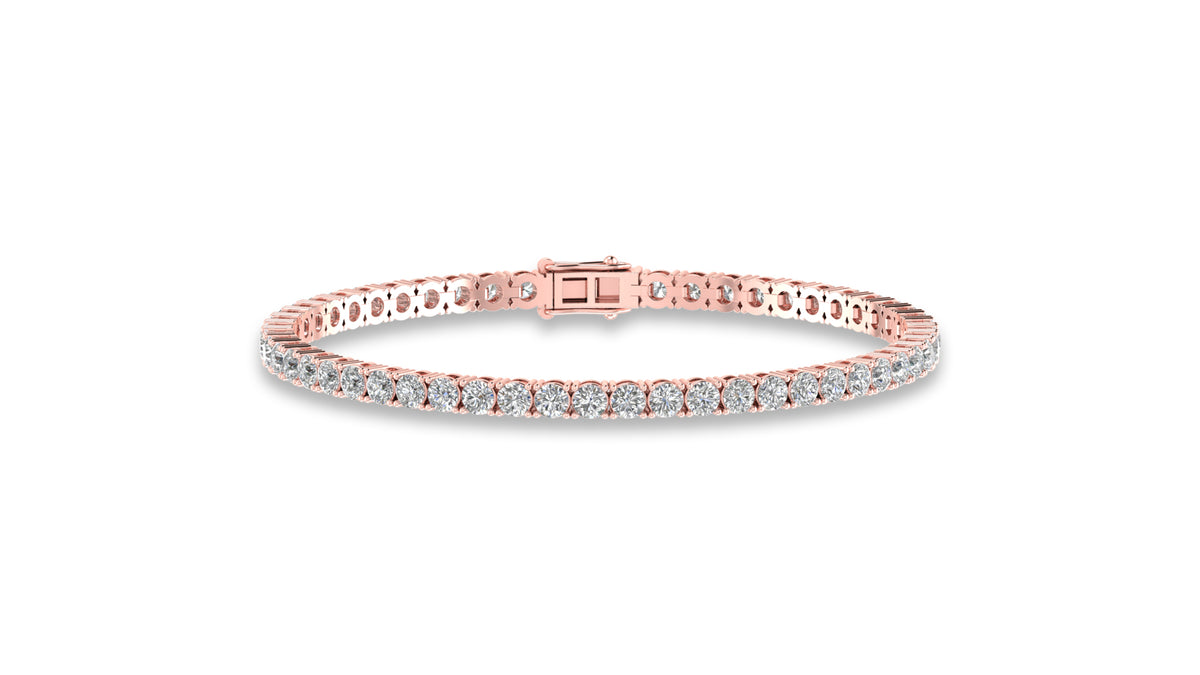 14K Rose Gold Round Diamond Tennis Bracelet