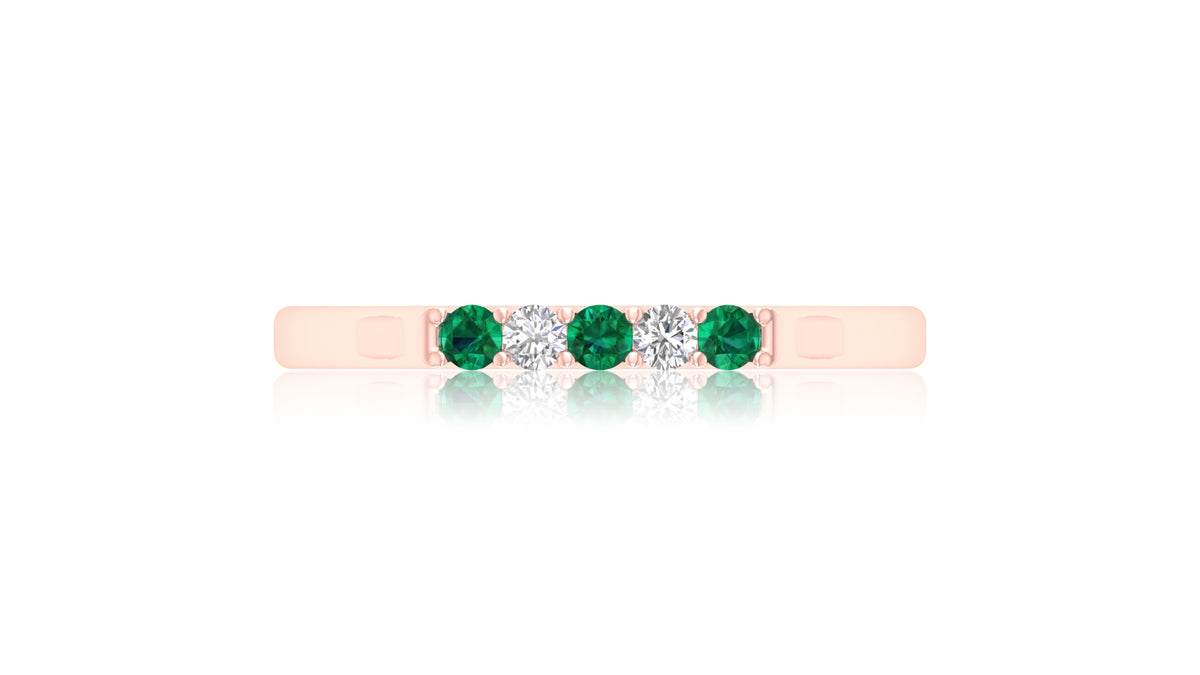 14K Rose Gold Green Gemstone and Diamond Band Ring