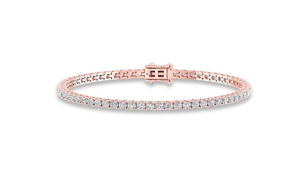 14K Rose Gold Round Diamond Tennis Bracelet